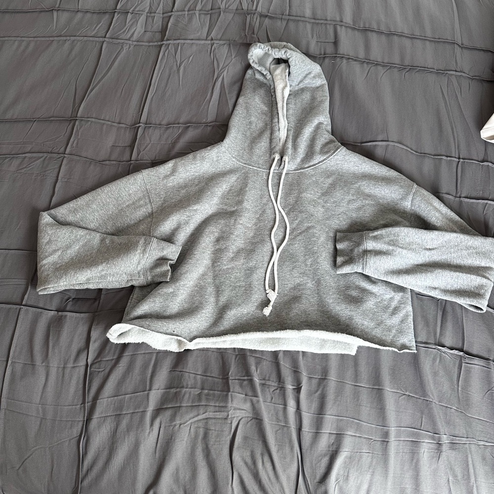 Gray Cropped Hoodie
